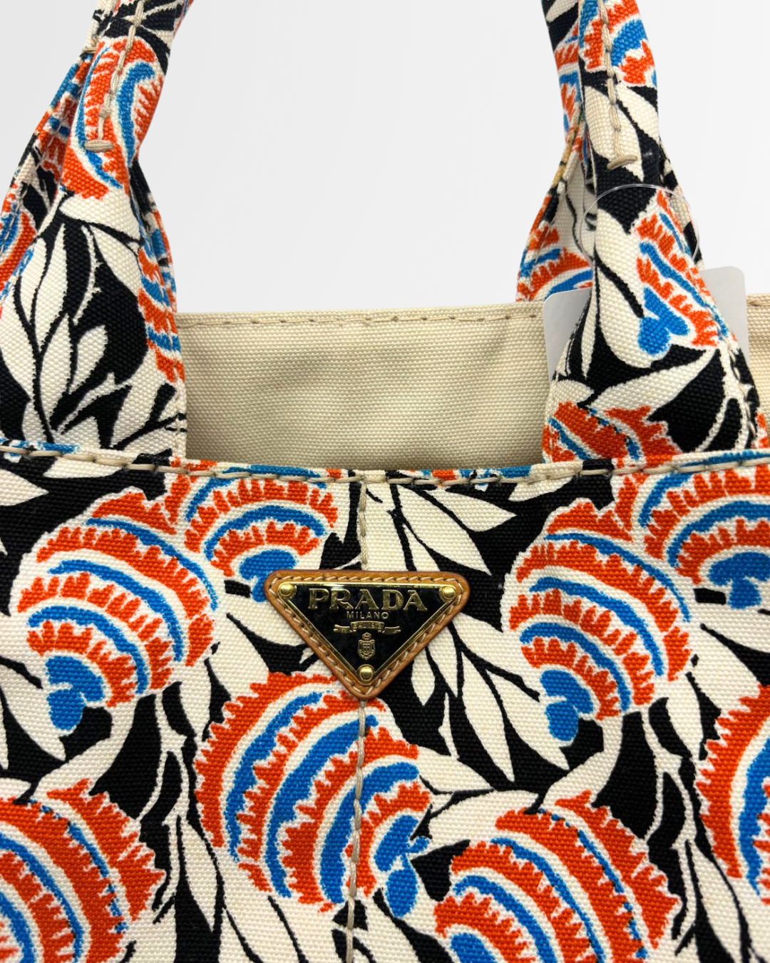 PRADA Multicolor Canvas Canapa Stampata Tote Bag