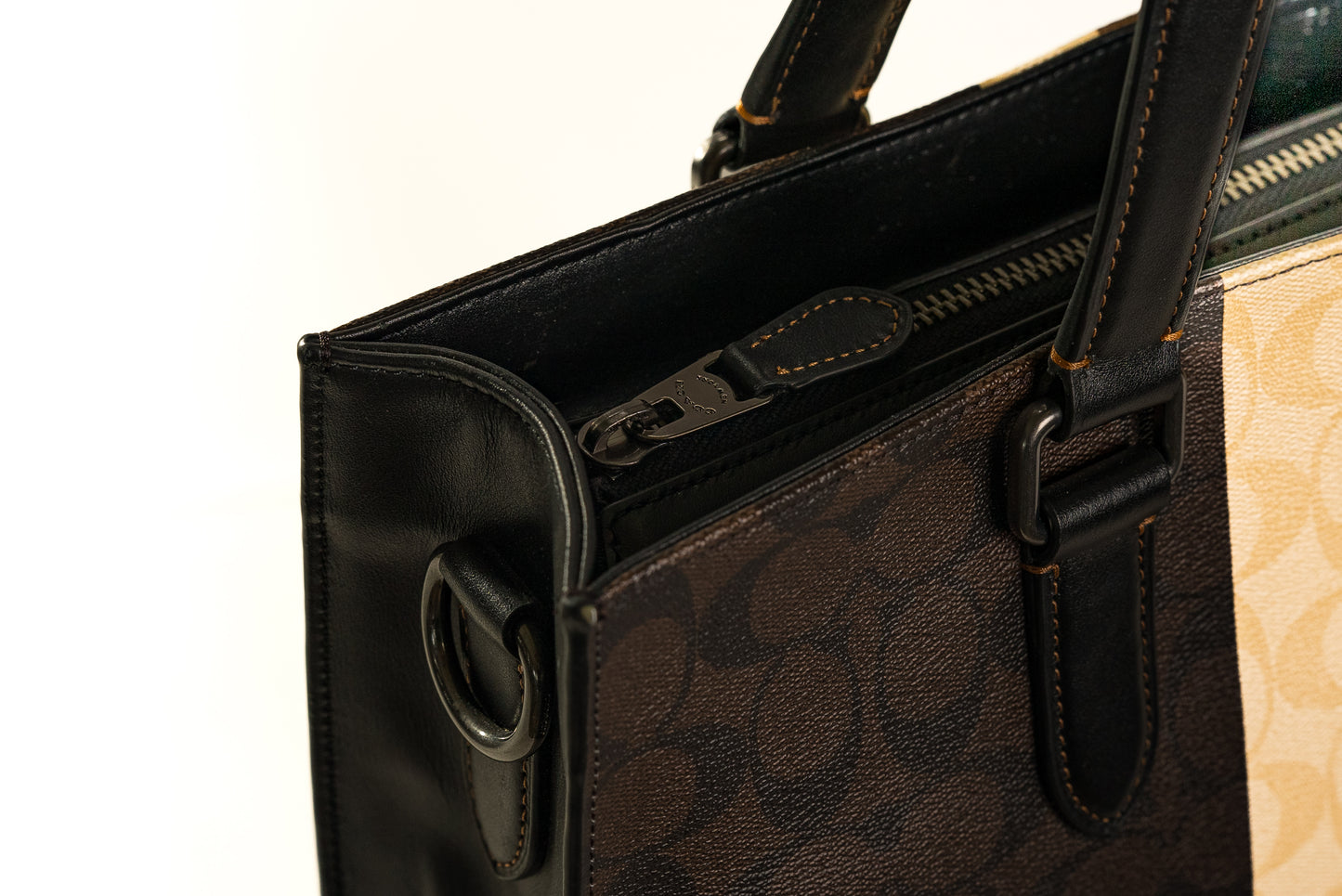 Graham Structured Tote In Blocked Signature Canvas With Varsity Stripe
