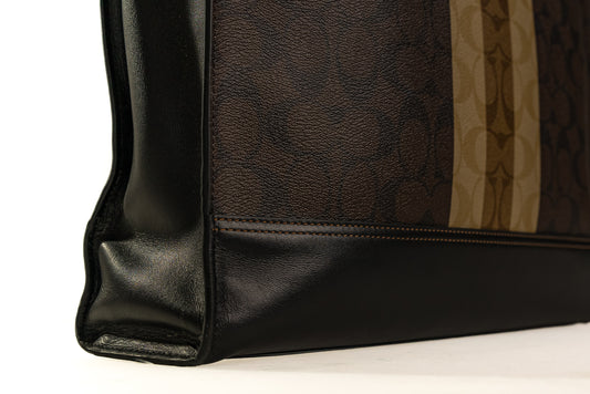 Graham Structured Tote In Blocked Signature Canvas With Varsity Stripe