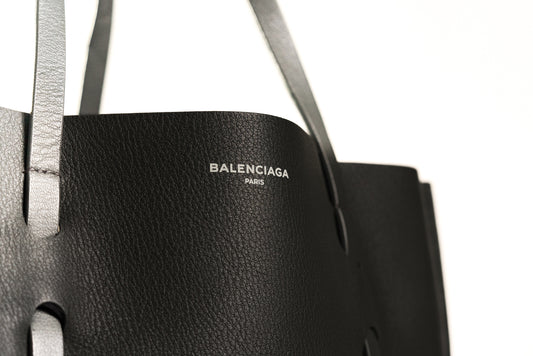 BALENCIAGA Logo Tote Bag Shoulder Bag Leather