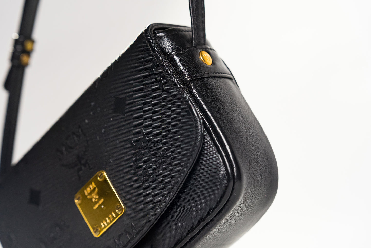 MCM Womens MCM Vicetos Logogram Nylon Mini Crossbody Bag Handbag Black