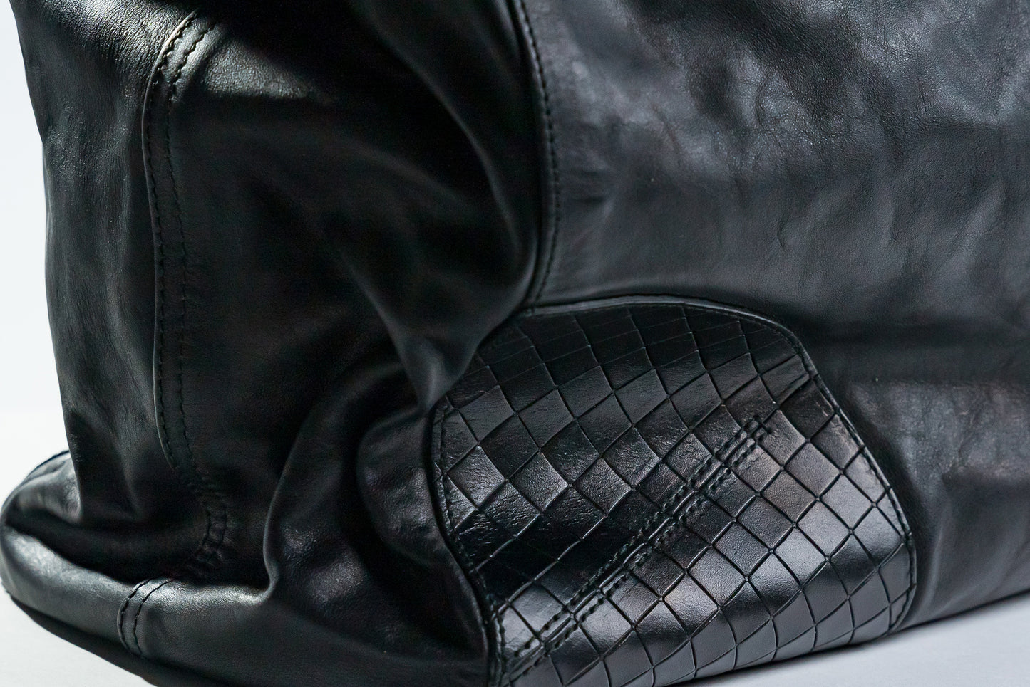 Bottega Venetta Nappa Intrecciato-Trimmed Tote