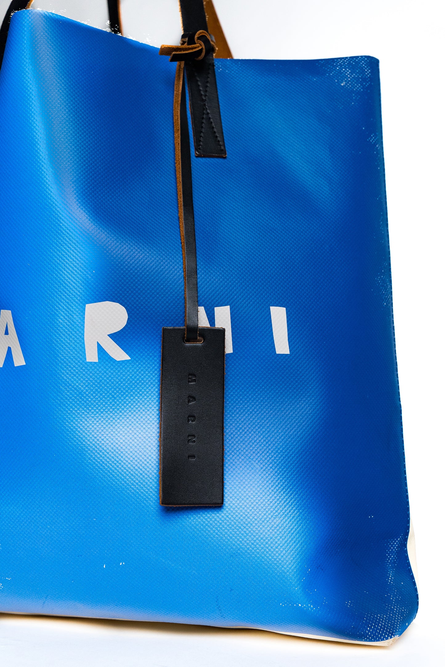 Marni Blue Cream Coated Nylon Tribeca Tote