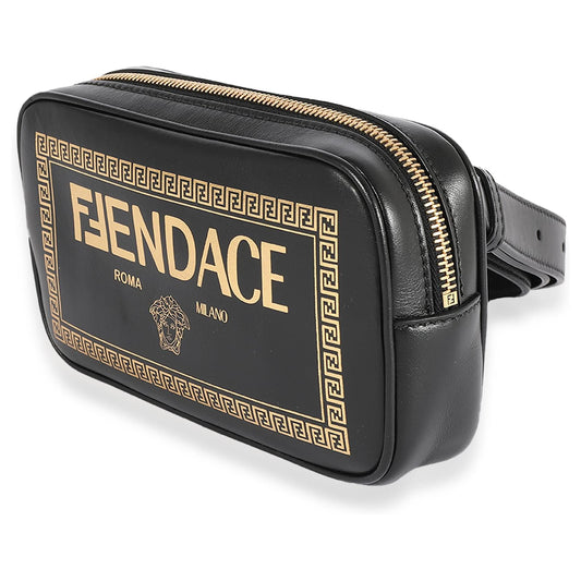Fendi x Versace Fendace Black Logo Print Camera Case