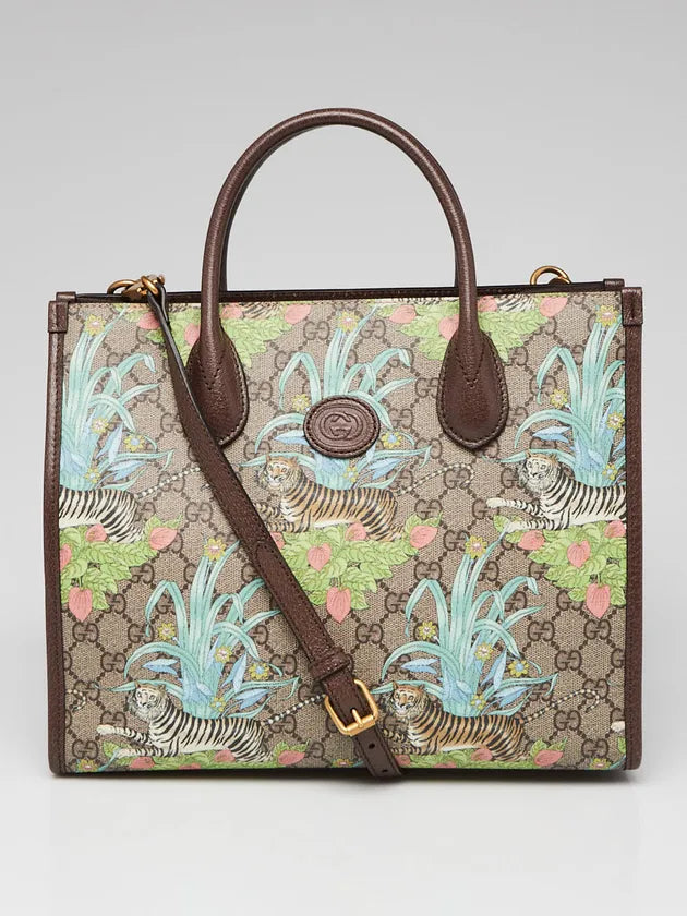 Gucci GG Tiger Print Supreme Canvas Small Tote Bag