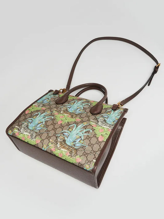 Gucci GG Tiger Print Supreme Canvas Small Tote Bag