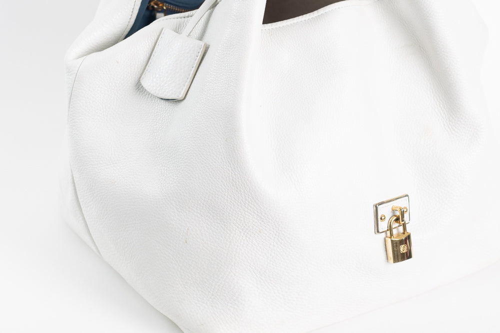 LOEWE WHITE LEATHER CALLE HOBO