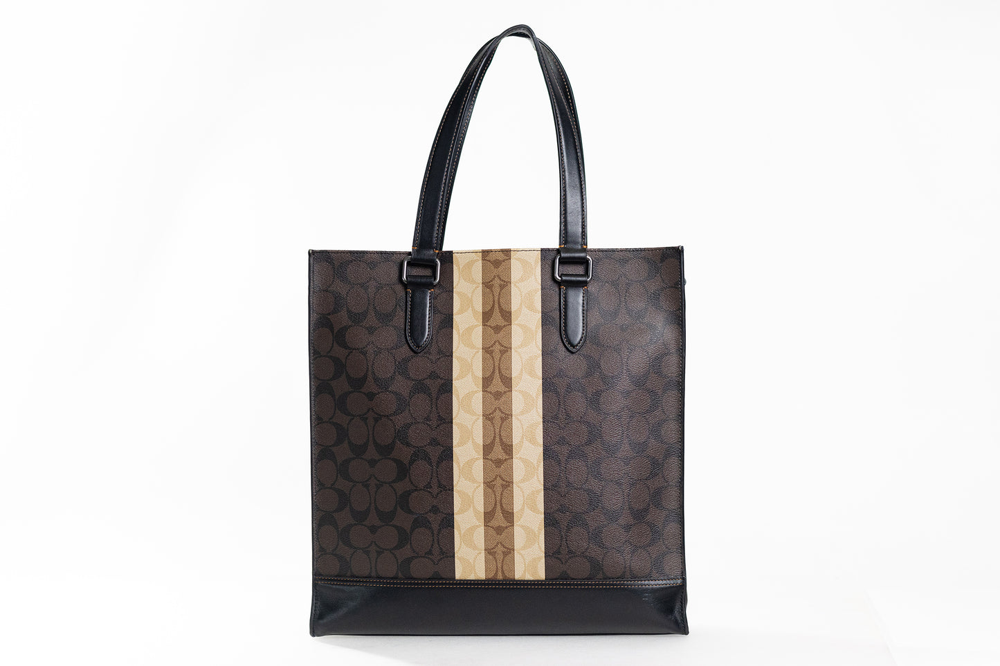 Graham Structured Tote In Blocked Signature Canvas With Varsity Stripe