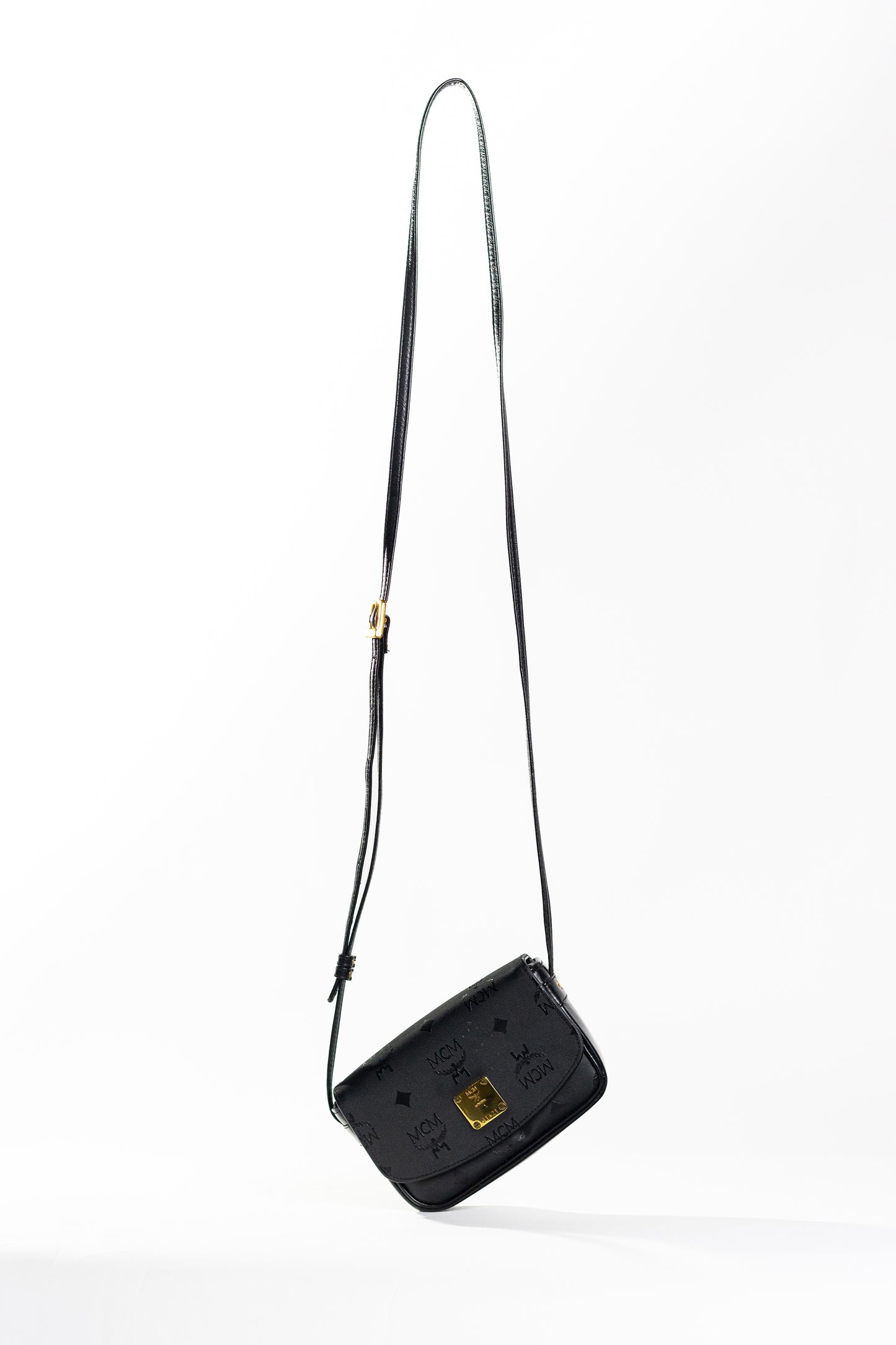MCM Womens MCM Vicetos Logogram Nylon Mini Crossbody Bag Handbag Black