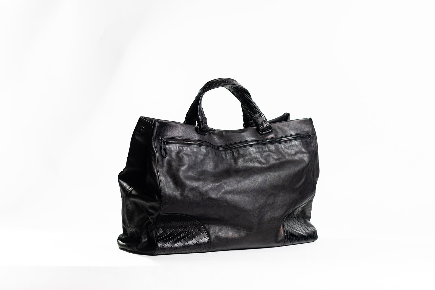 Bottega Venetta Nappa Intrecciato-Trimmed Tote