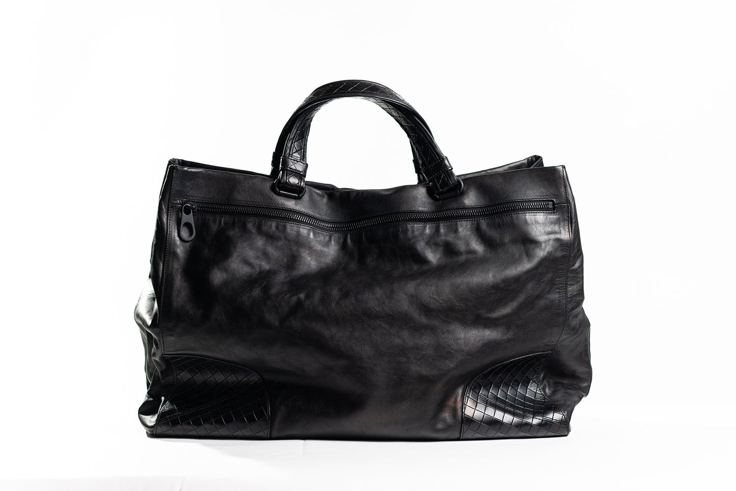 Bottega Venetta Nappa Intrecciato-Trimmed Tote