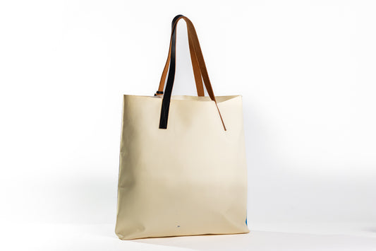 Marni Blue Cream Coated Nylon Tribeca Tote