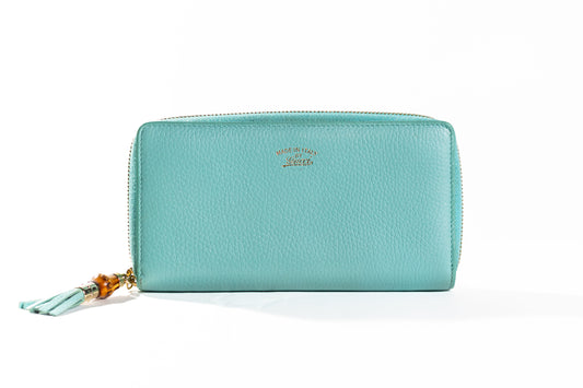 GUCCI Bamboo Accent Leather Continental Wallet