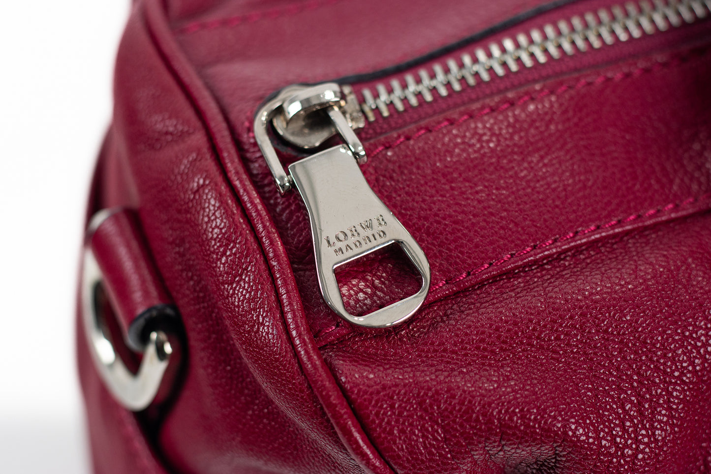 Loewe Anagram Hand Bag Leather Bordeux Silver