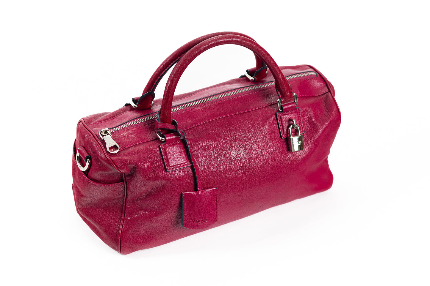 Loewe Anagram Hand Bag Leather Bordeux Silver