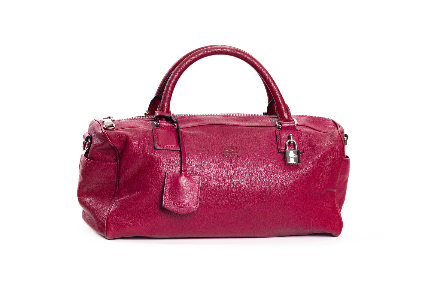 Loewe Anagram Hand Bag Leather Bordeux Silver