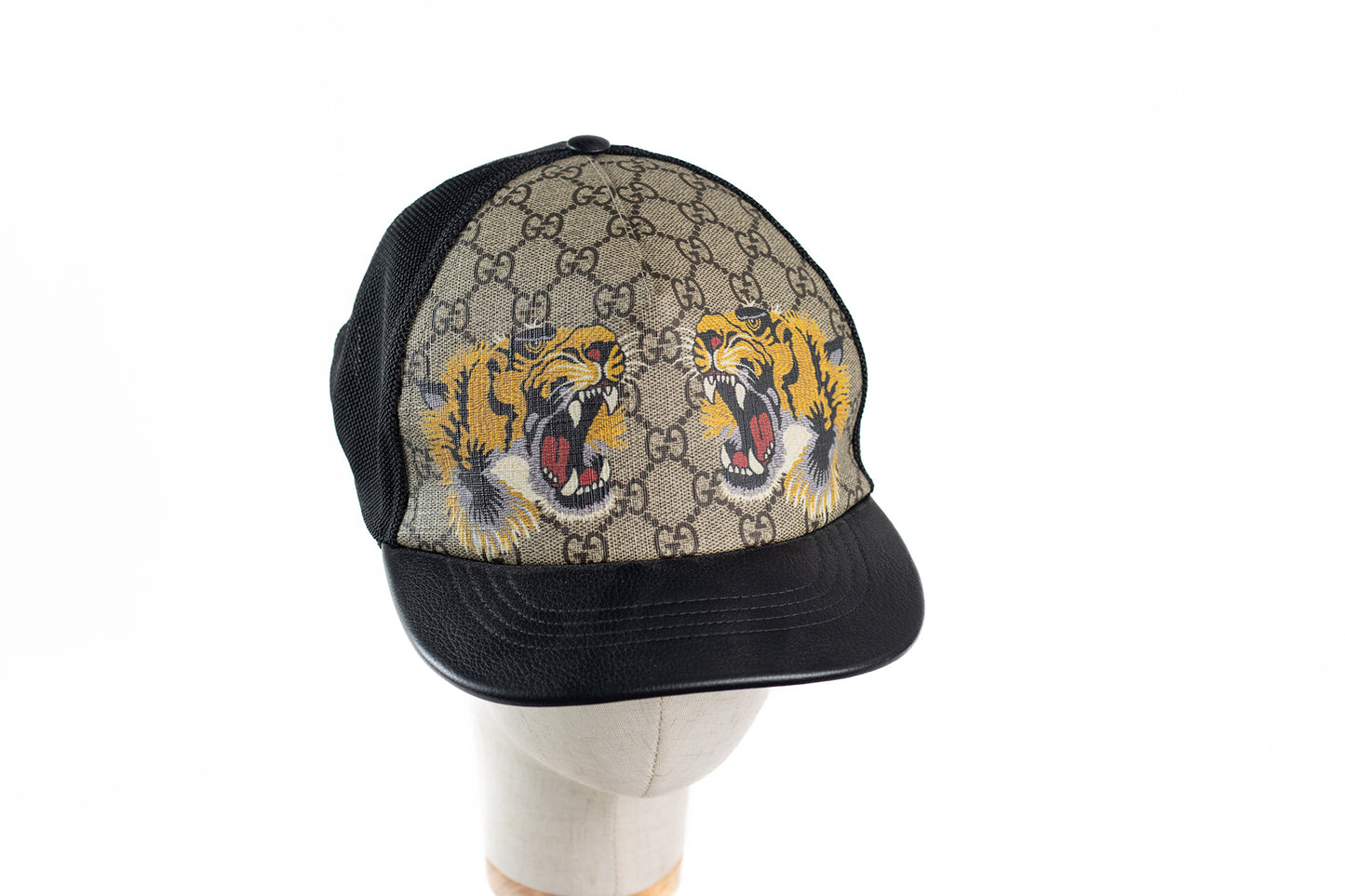 Gucci Supreme Monogram Tiger Print Baseball Hat XL Beige