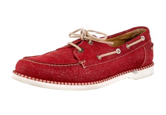 Jimmy Choo Metallic & Red Boat Shoes