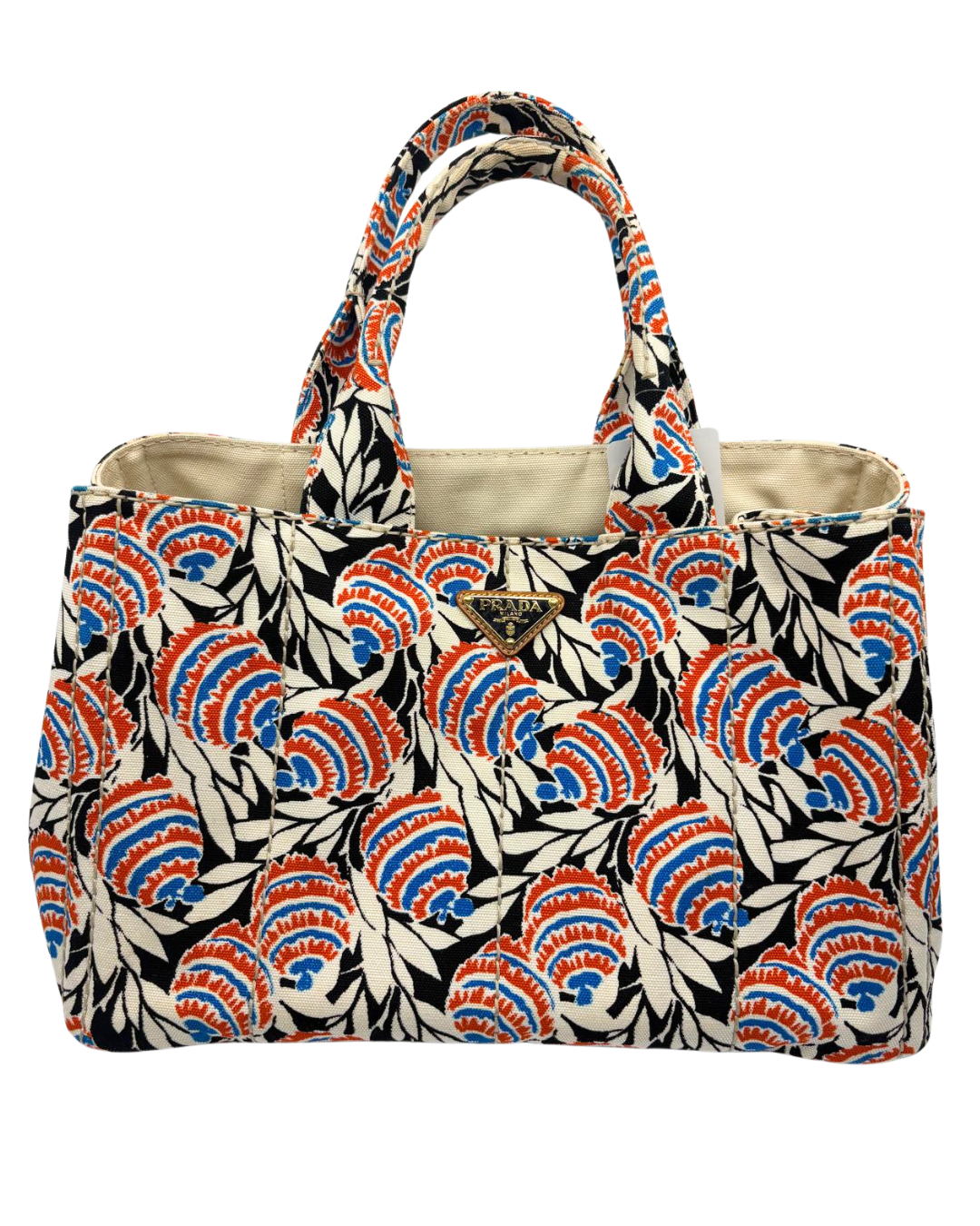 PRADA Multicolor Canvas Canapa Stampata Tote Bag