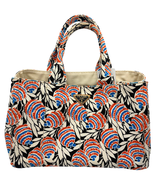 PRADA Multicolor Canvas Canapa Stampata Tote Bag