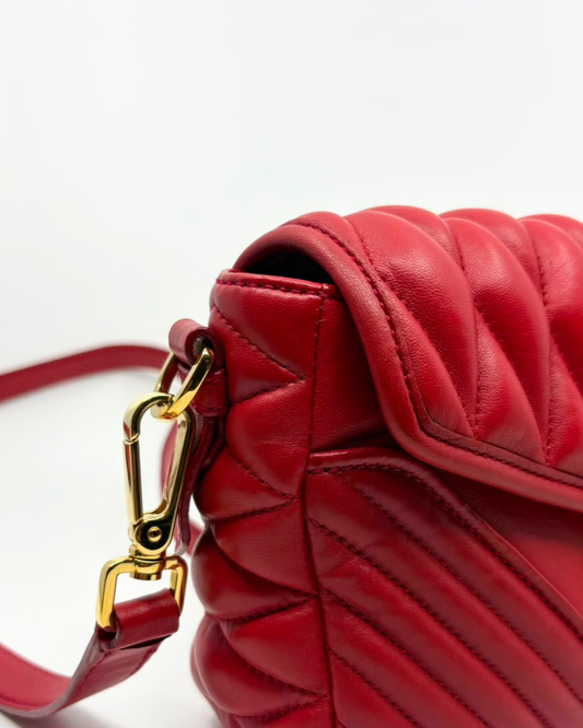 Miu Miu Red Quilted Leather Biker Shoulder Bag