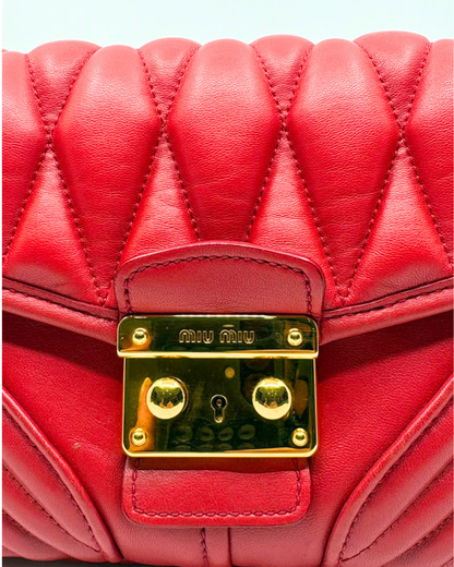 Miu Miu Red Quilted Leather Biker Shoulder Bag