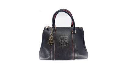 Carolina Herrera Dark Blue / Red Leather Bag