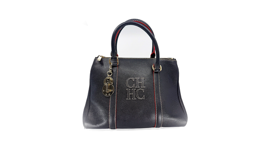 Carolina Herrera Dark Blue / Red Leather Bag