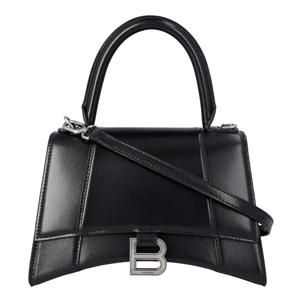 Balenciaga Black Calfskin Leather Hourglass Small Shoulder Bag