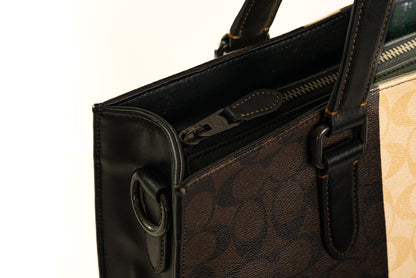 Graham Structured Tote In Blocked Signature Canvas With Varsity Stripe