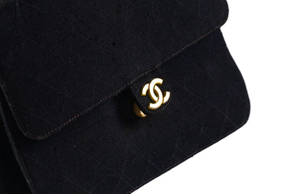 CHANEL CC Logo Matelasse 25 Chain Shoulder Bag Canvas Leather Navy Blue France GHW  