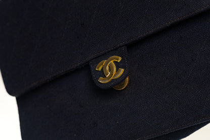 CHANEL CC Logo Matelasse 25 Chain Shoulder Bag Canvas Leather Navy Blue France GHW  