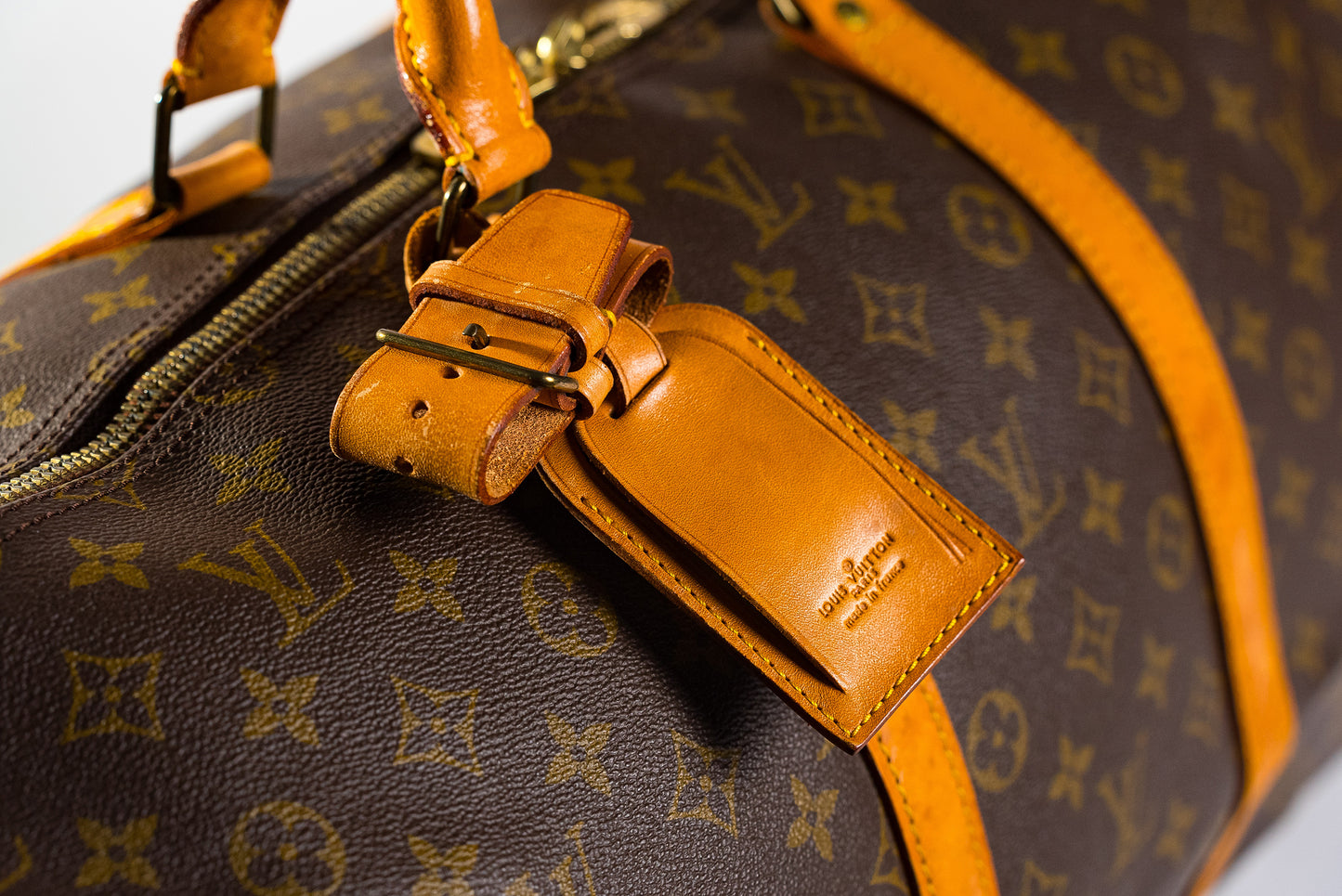 LOUIS VUITTON Keepall 55 Travel Hand Bag Monogram Leather Brown