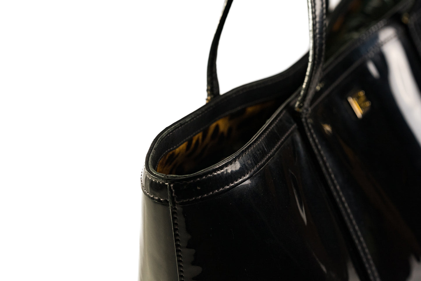 Dolce & Gabbana Black Patent Leather Miss Escape Tote