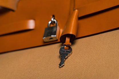 HERMES HER BAG Military Toile Vache Hunter Herbag Cabine Zip 50 Chai Fauve