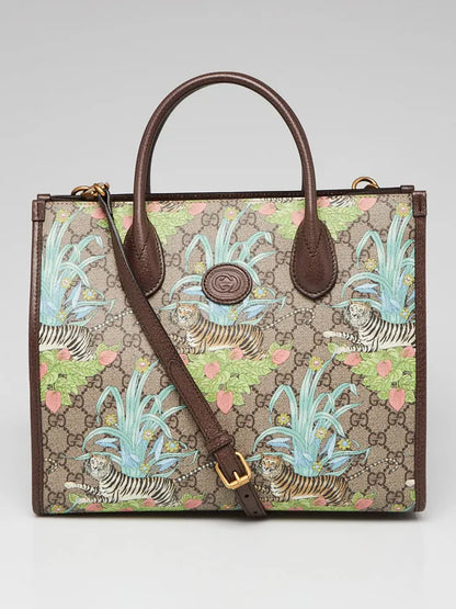 Gucci GG Tiger Print Supreme Canvas Small Tote Bag