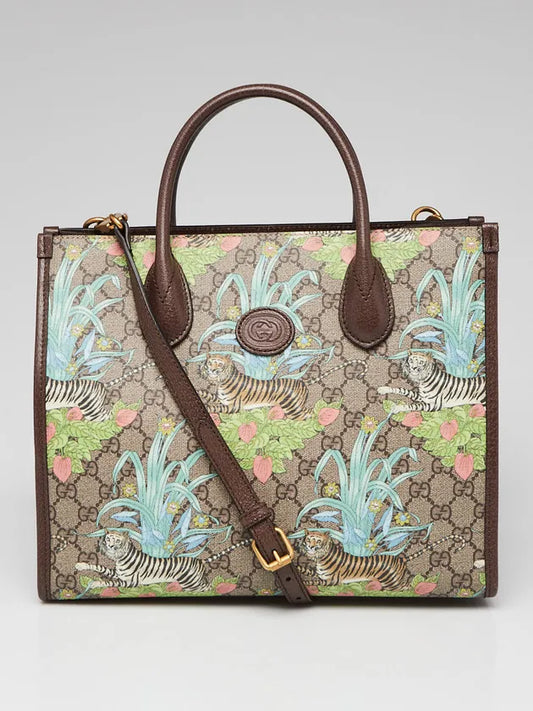 Gucci GG Tiger Print Supreme Canvas Small Tote Bag