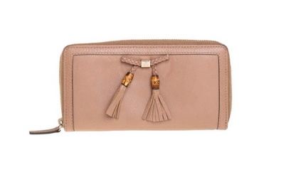 Gucci Leather Bamboo Tassel Bow Wallet