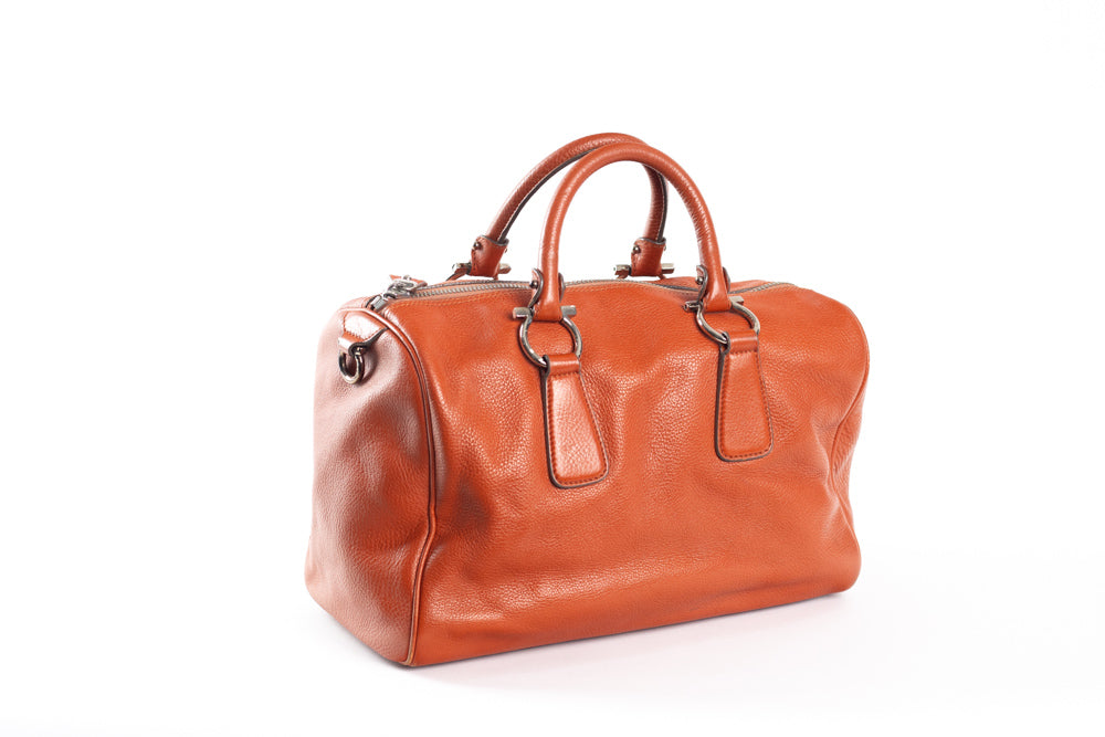 SALVATORE FERRAGAMO ISABEL BOSTON BAG LEATHER MEDIUM ORANGE