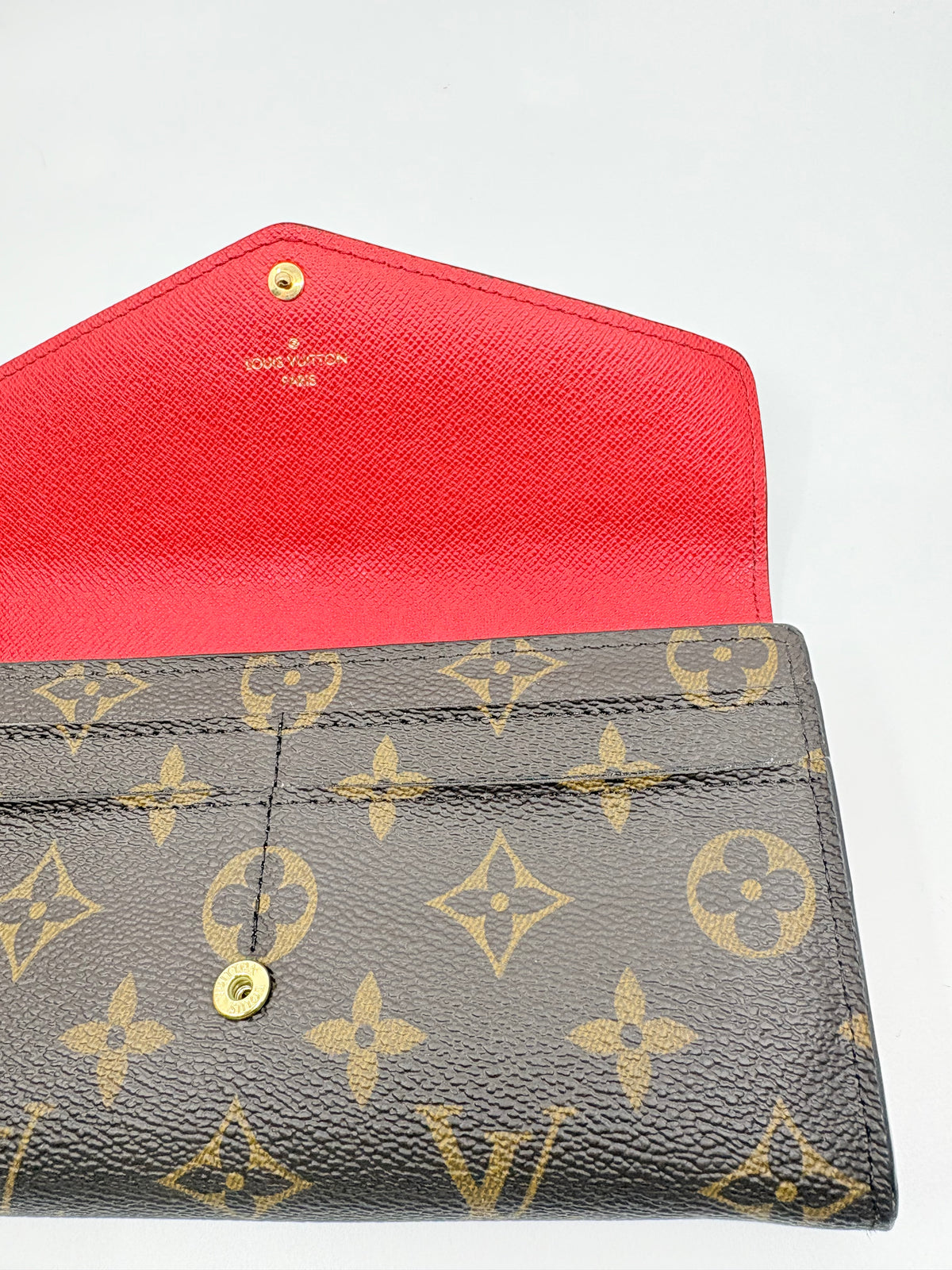 Louis Vuitton Monogram Canvas Sarah Wallet – Red Interior