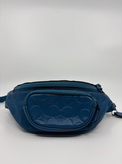 Coach Signature Debossed Leather Belt Bag / Crossbody – Blue