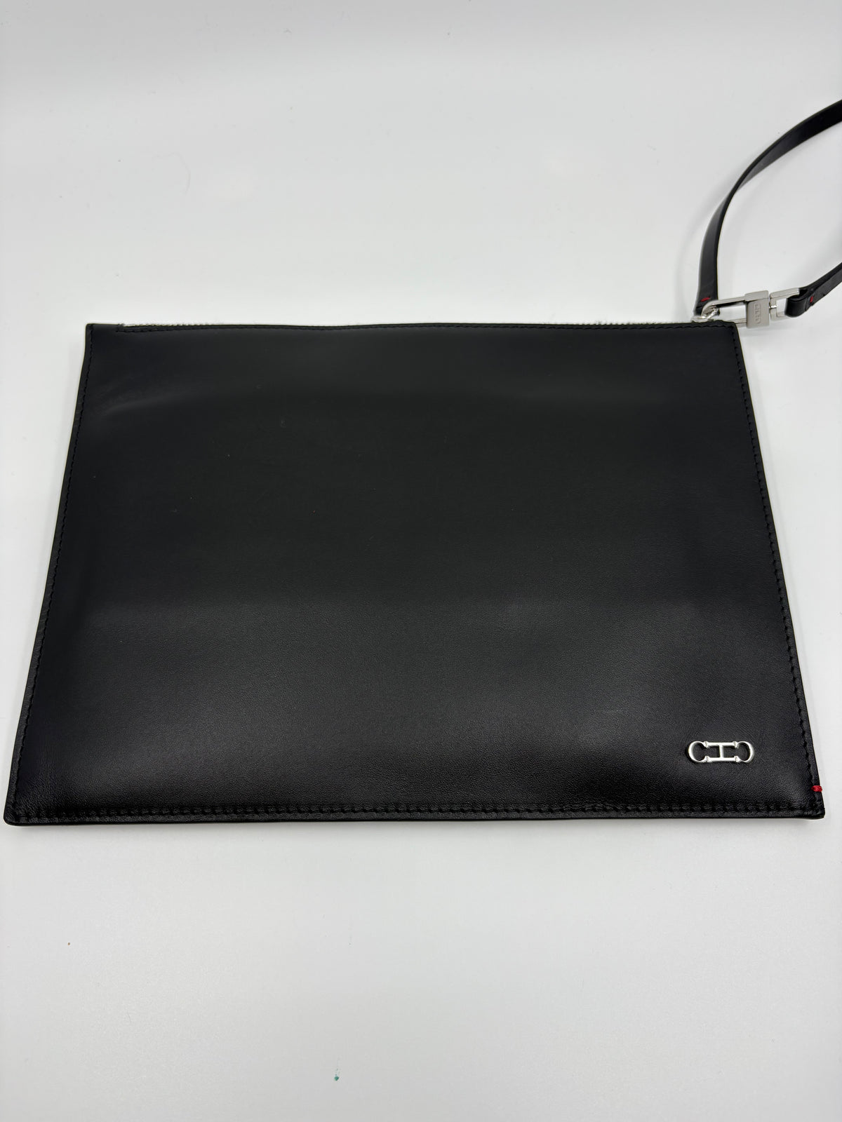 Carolina Herrera Black Leather Wristlet Pouch / Clutch