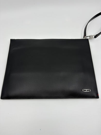 Carolina Herrera Black Leather Wristlet Pouch / Clutch