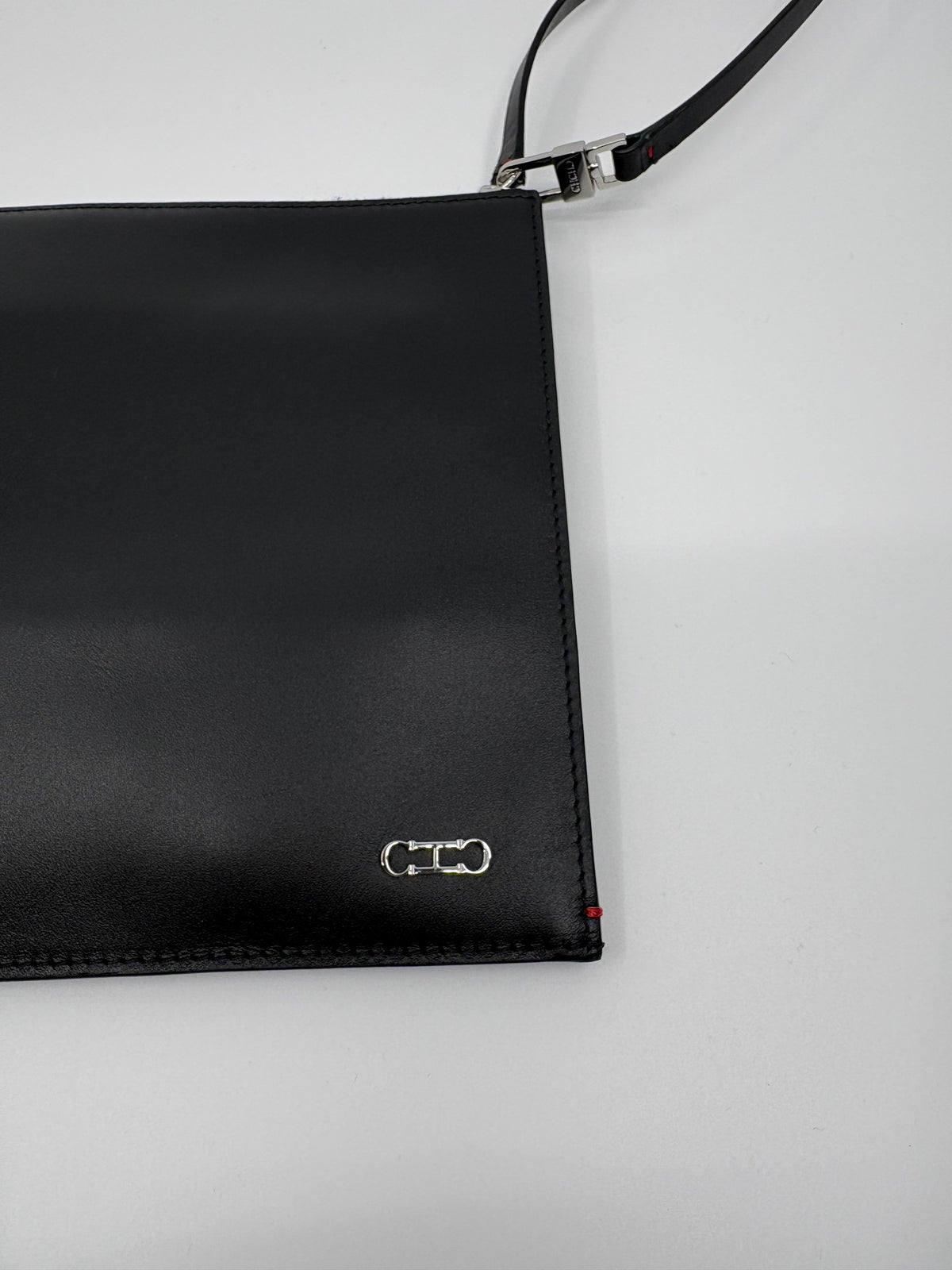Carolina Herrera Black Leather Wristlet Pouch / Clutch