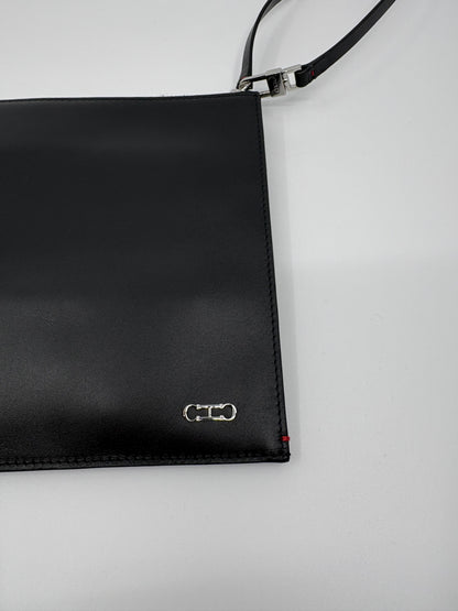Carolina Herrera Black Leather Wristlet Pouch / Clutch