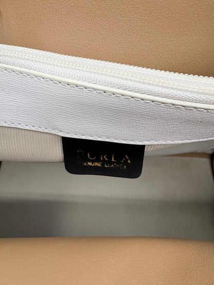 Furla White Textured Leather Tote Bag