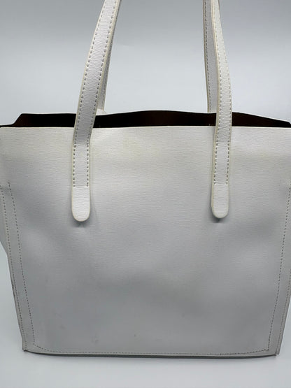 Furla White Textured Leather Tote Bag