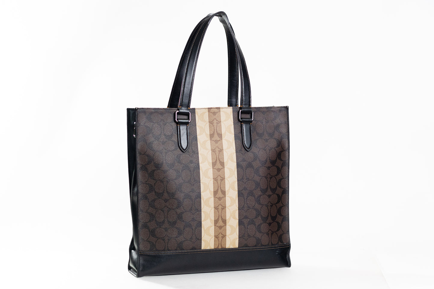 Graham Structured Tote In Blocked Signature Canvas With Varsity Stripe