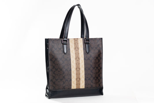 Graham Structured Tote In Blocked Signature Canvas With Varsity Stripe