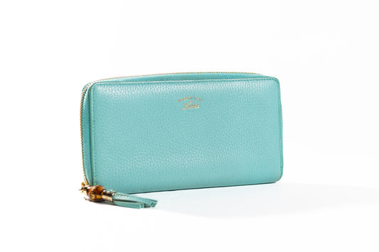 GUCCI Bamboo Accent Leather Continental Wallet